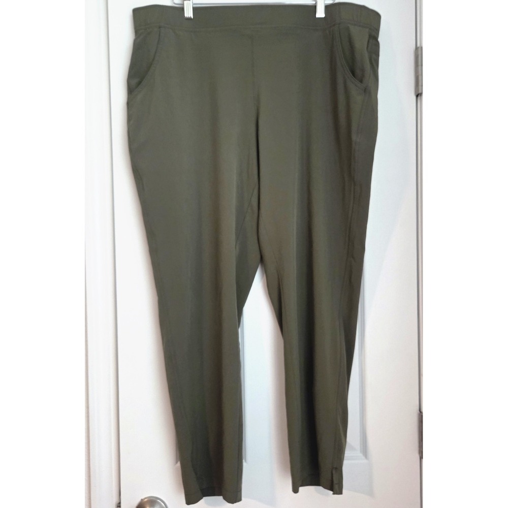 Eddie Bauer Women Departure Ankle Pants XL Olive Green Lightweight Travel Hiking